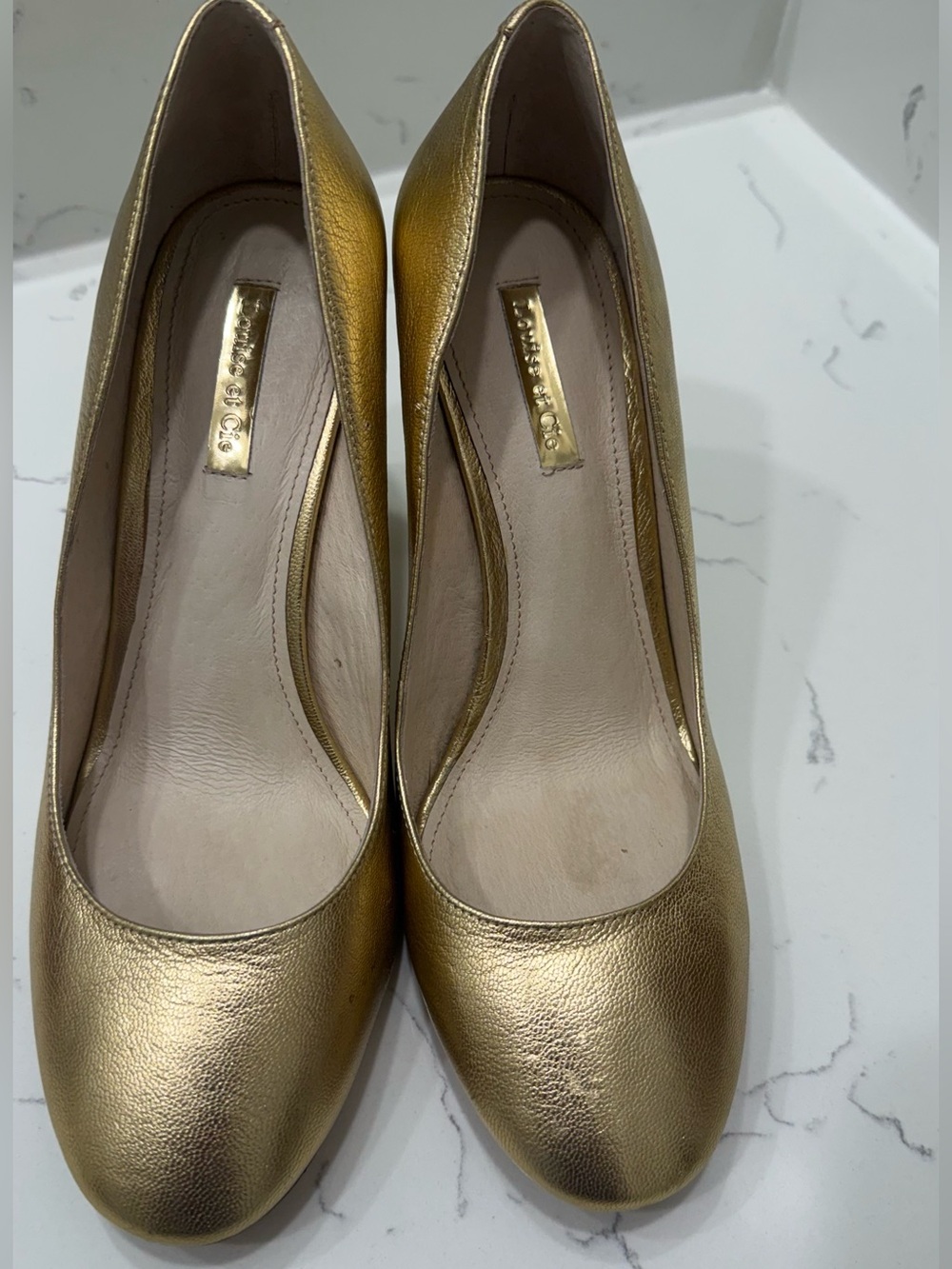 Louise et Cie  Metallic Gold Leather Pumps